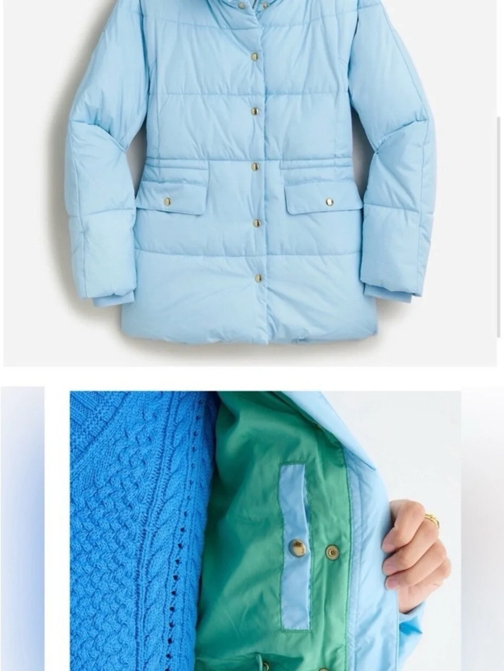 J. Crew Light Blue Women's Puffer Coat
